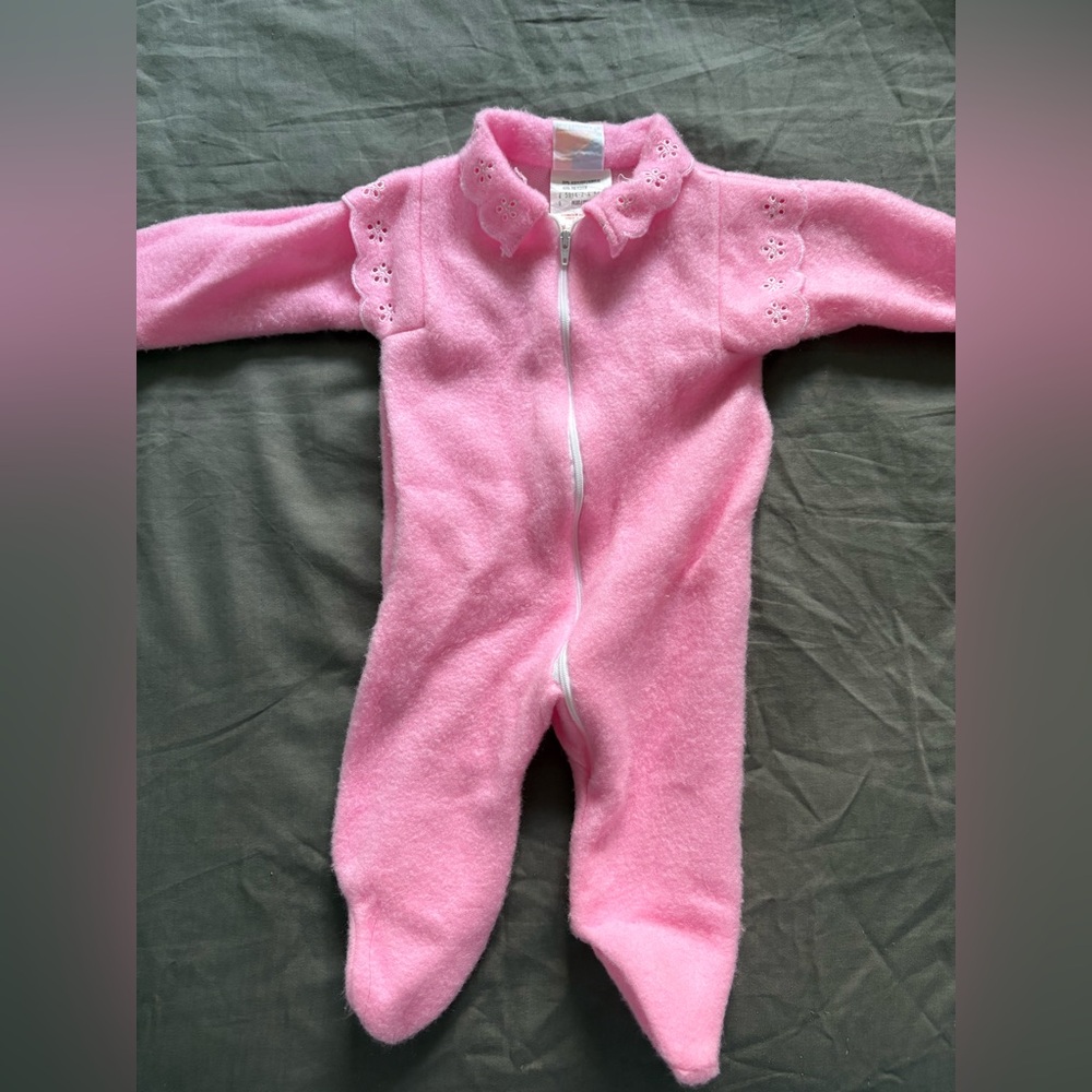 Vintage Hallmark Pink Fleece Footies One Piece